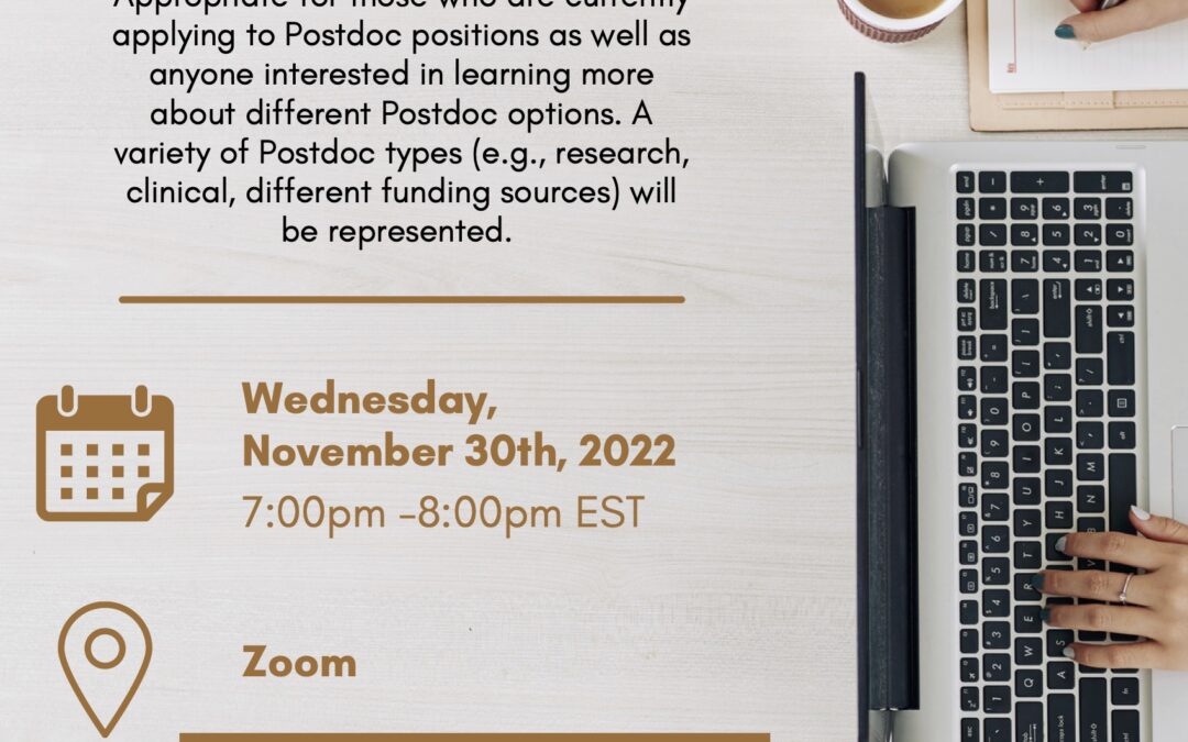 Postdoc panel invitation with registration link.