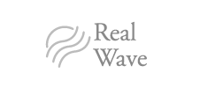 Real Wave logo with wave design.